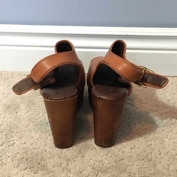 ALDO sling back peep toe brown wedge, size 7 - Picture 3 of 6